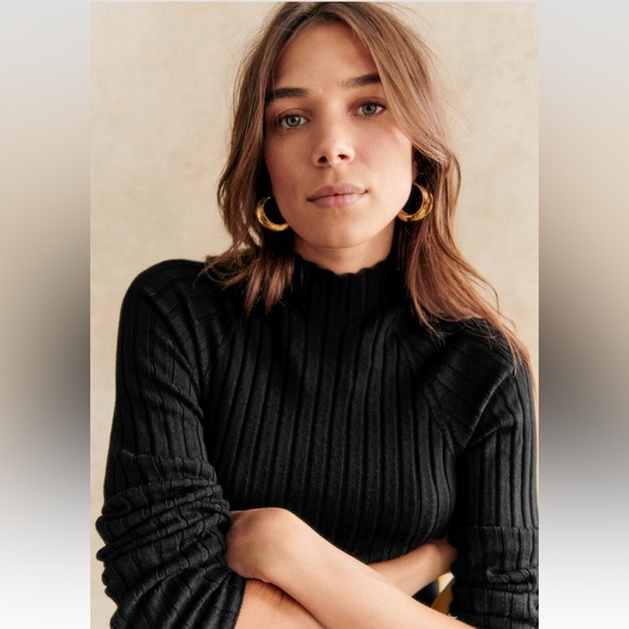 Sezane Sweaters - Sezane Charly Mock Neck Jumper Black S/XS